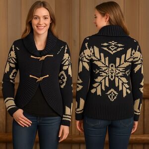 VTG Ralph Lauren Hand Knit Wool‎ Cashmere Navajo Sweater XS/S Luxury Cardigan